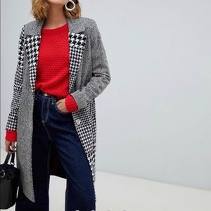 River Island Checkered Houndstooth Tweed Coat